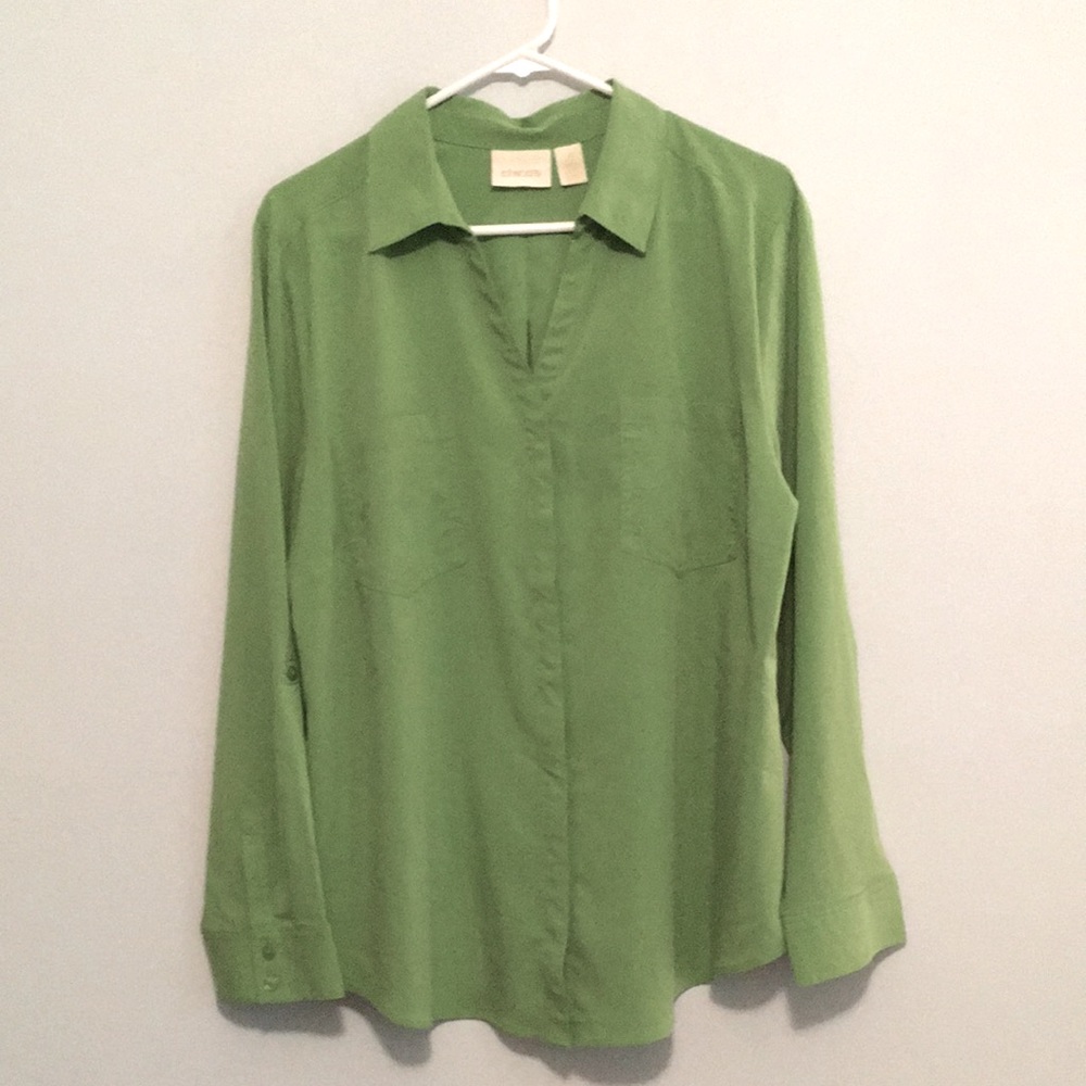 Chico’s size 3 green button down